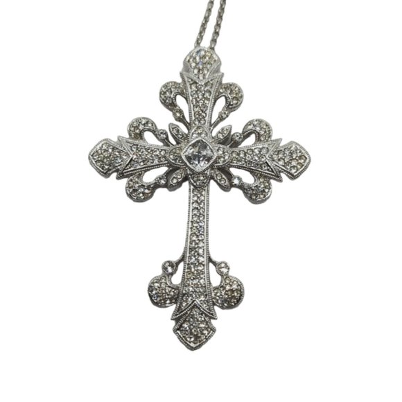 Nadri Jewelry - Nadri Cross Pendant Necklace with Pave stones